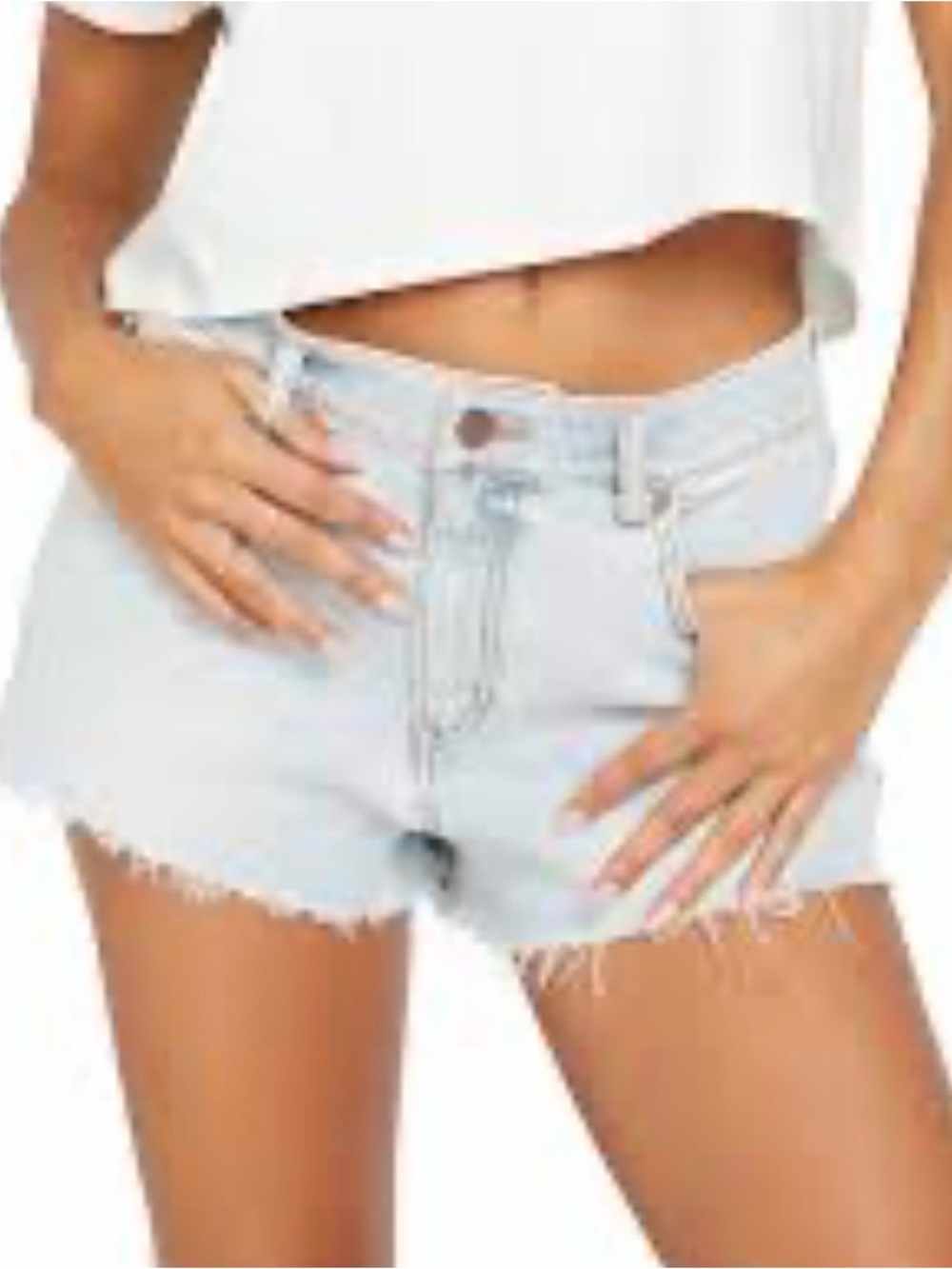 Volcom Light Blue Raw Hem Denim Shorts